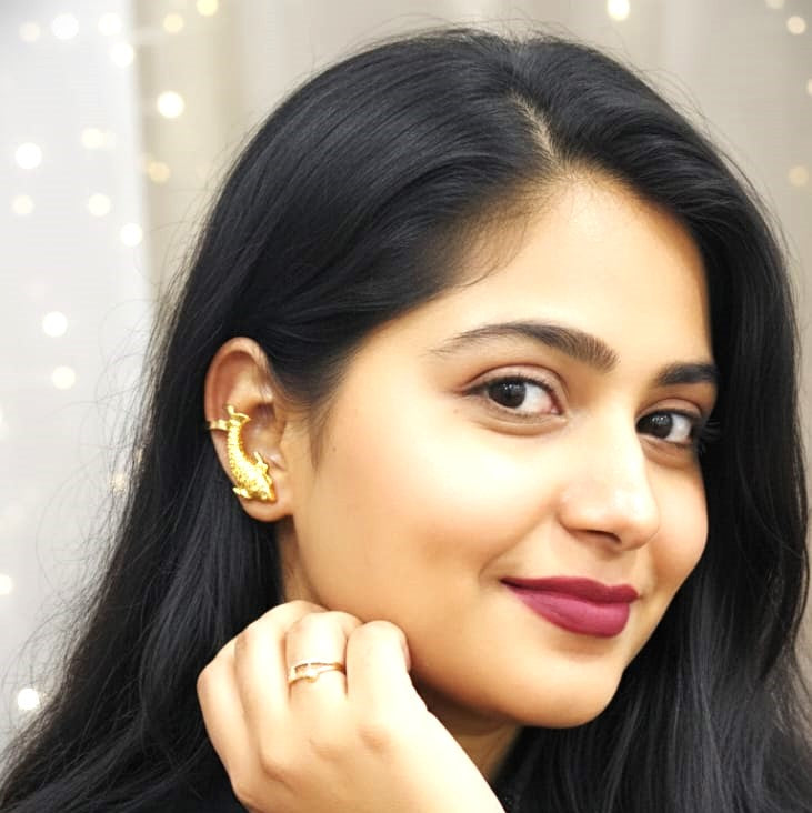 Gold Finish Dragon Ear Cuff Earrings for Women