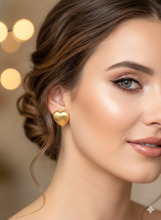 Gold Heart Stud Earrings