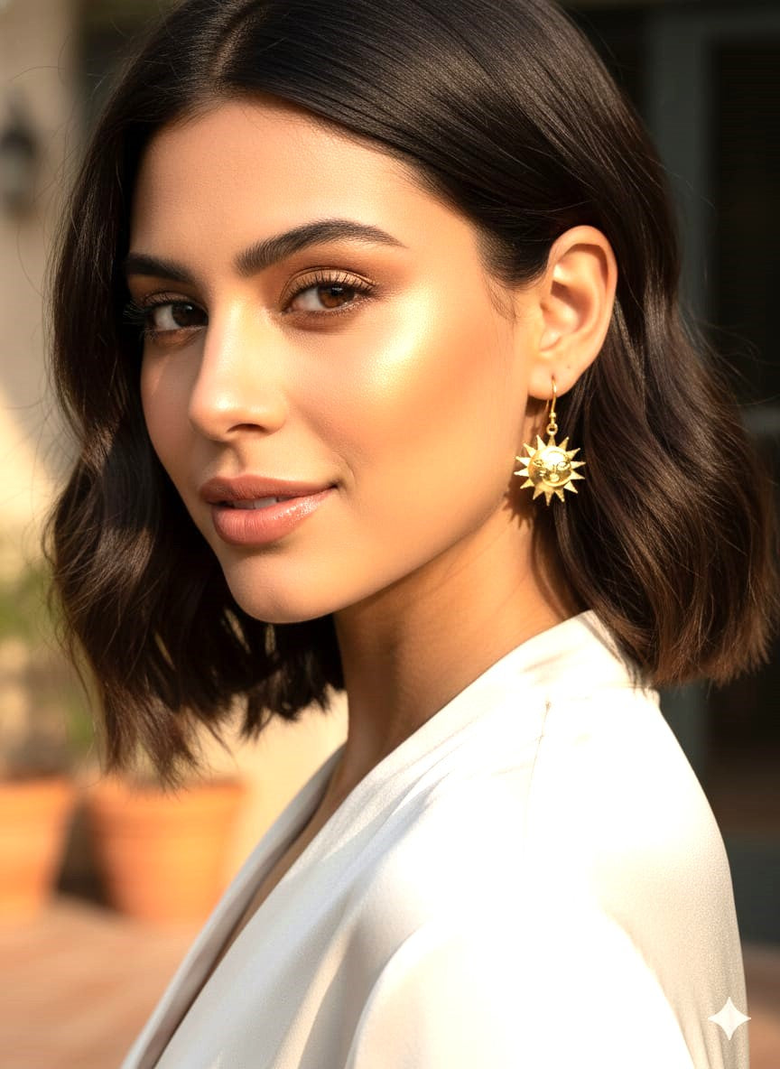 Gold Sunburst Drop Earrings