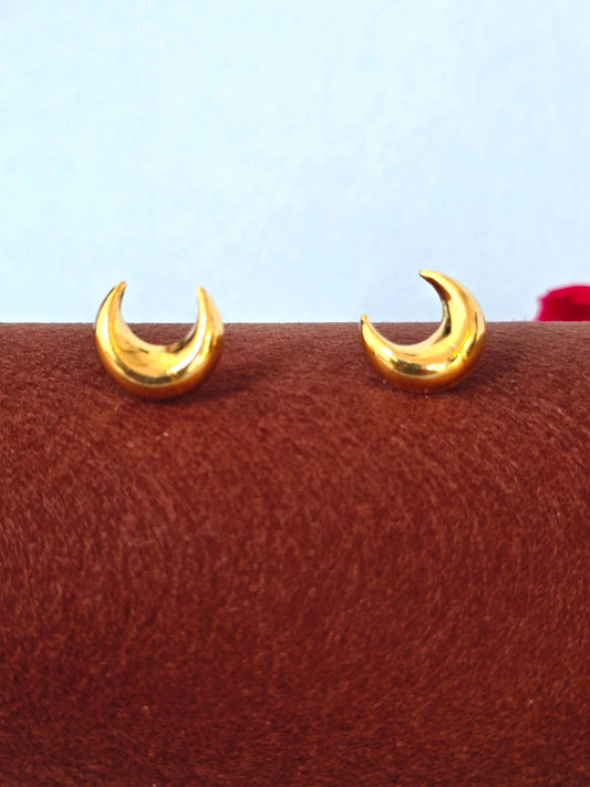 Gold Crescent Moon Stud Earrings