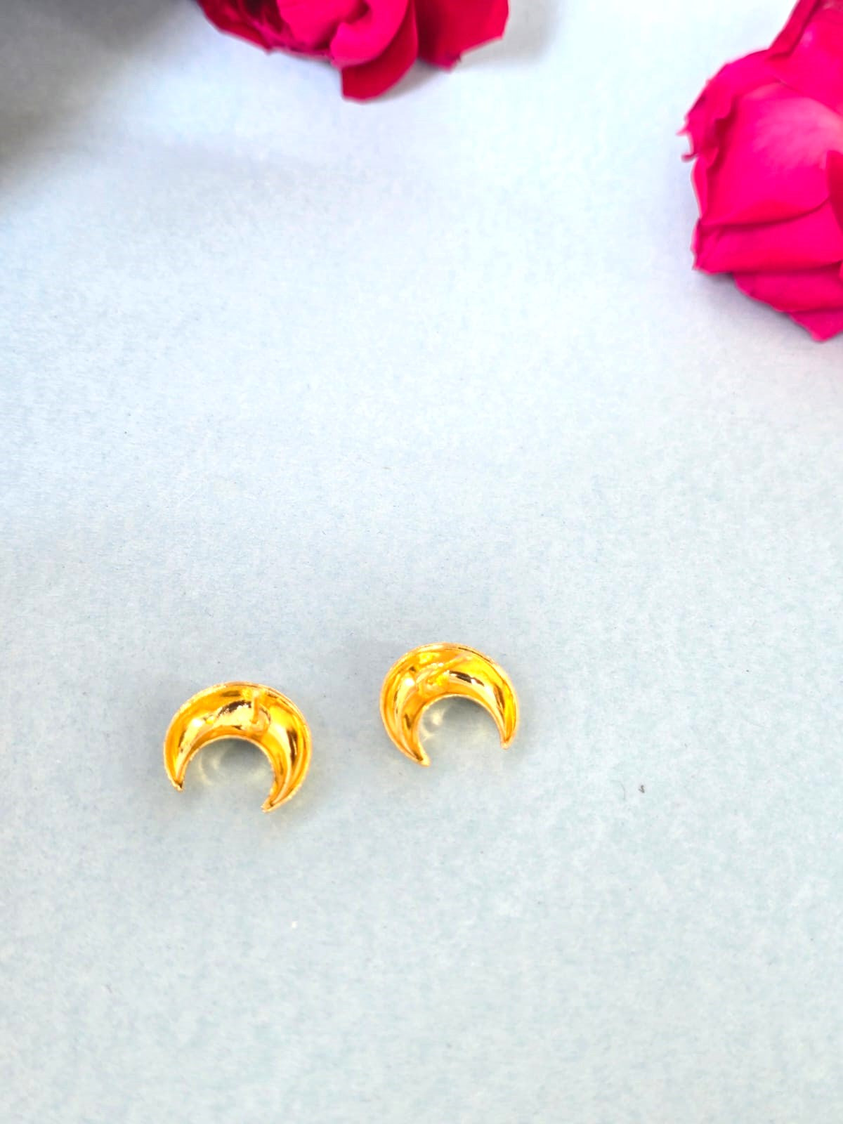 Gold Crescent Moon Stud Earrings