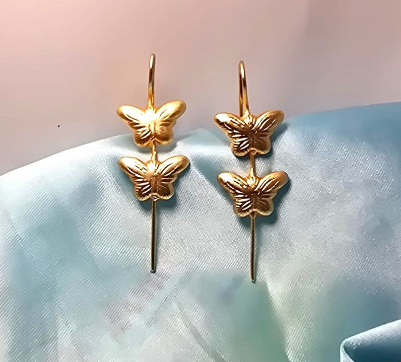 Gold Finish Butterfly Ear Cuff Earrings for Women | Elegant Designer Ear Climbers – RavJyoti