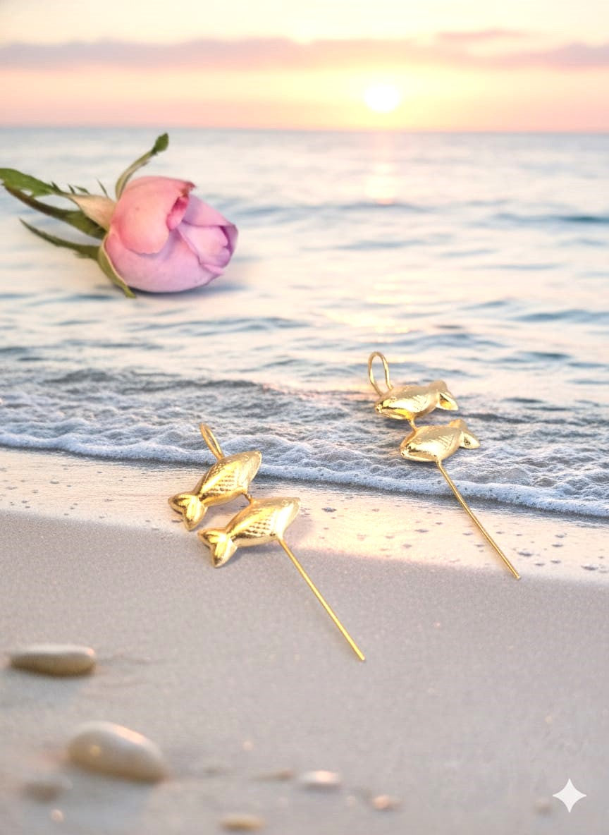 Gold Finish Fish Motif Ear Cuff Earrings – Minimal Traditional Imitation Jewellery