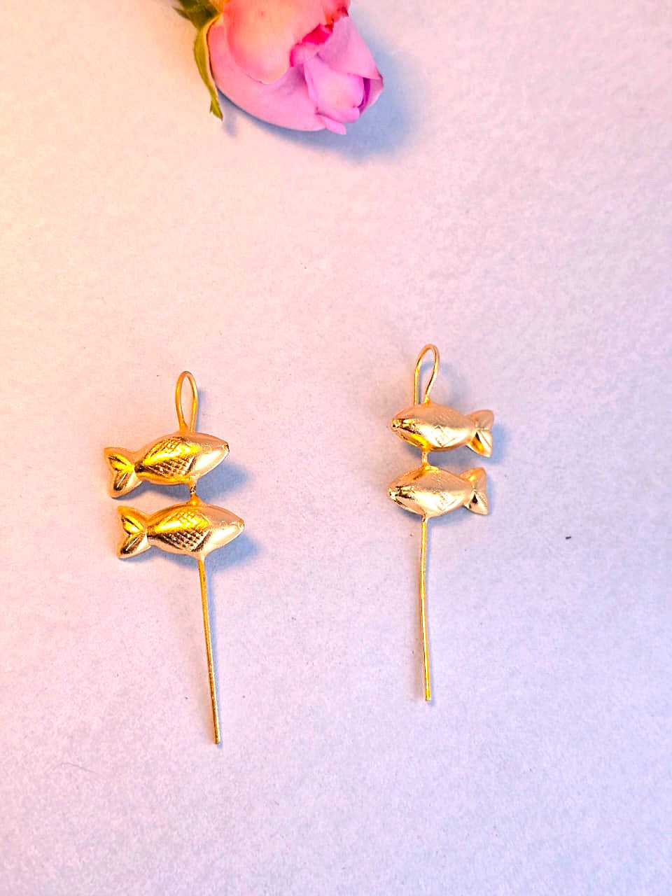 Gold Finish Fish Motif Ear Cuff Earrings – Minimal Traditional Imitation Jewellery