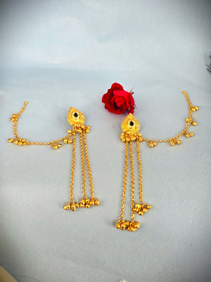 Gold Finish Long Chain Drop Earrings
