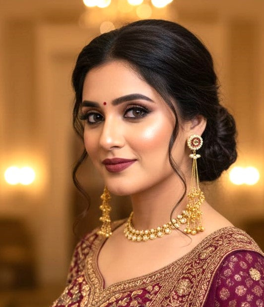 Gold Finish Red Stone Pearl Long Tassel Earrings - Traditional Festive Statement Earrings – RavJyoti