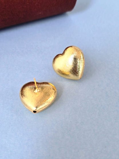 Gold Heart Stud Earrings