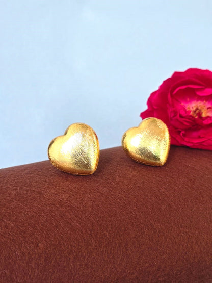 Gold Heart Stud Earrings