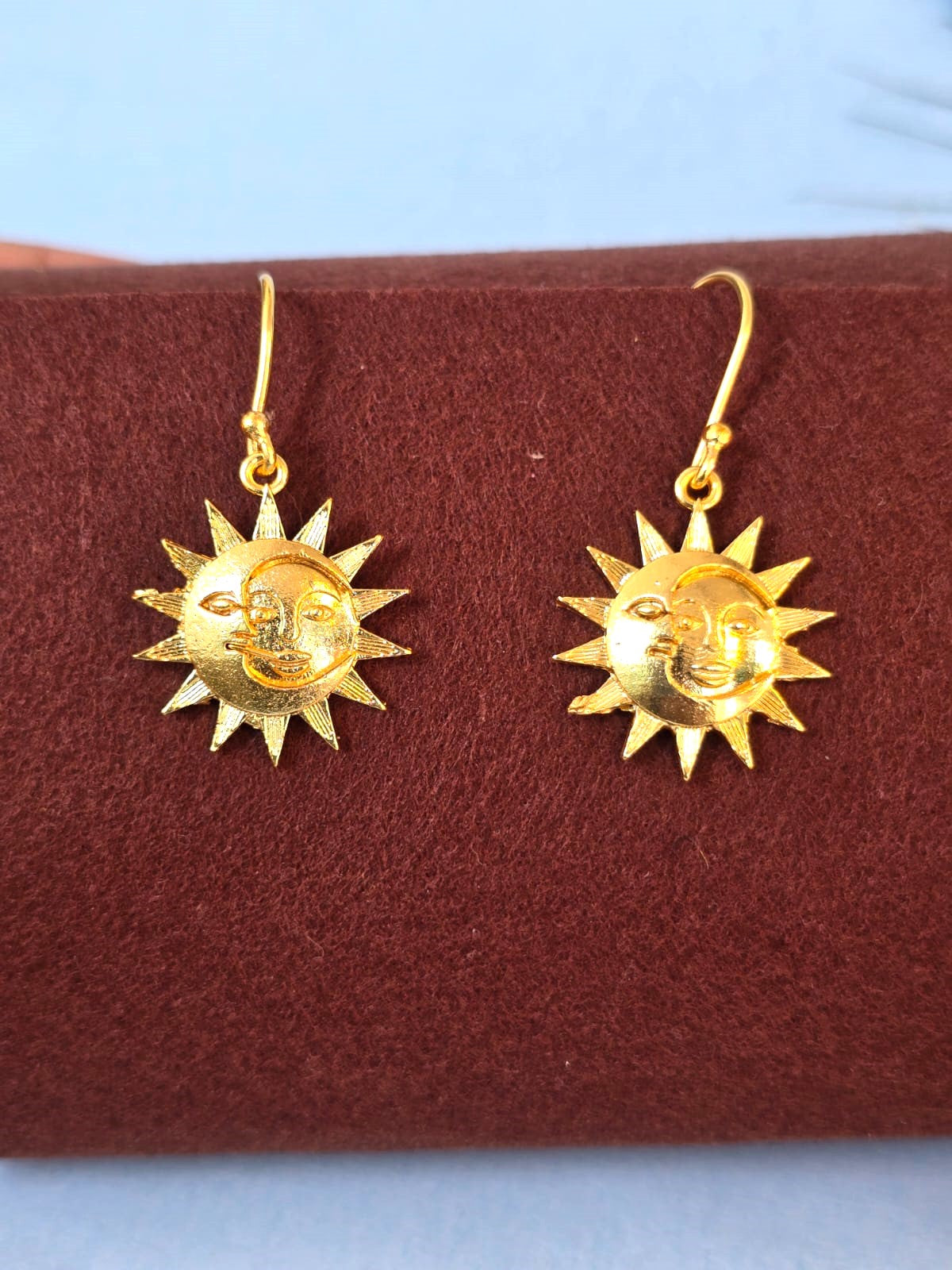 Gold Sunburst Drop Earrings