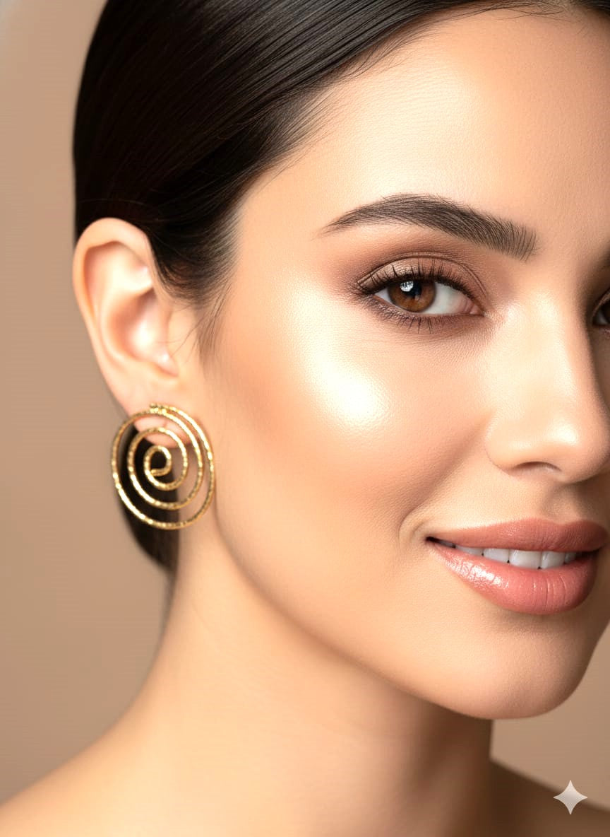 Golden Spiral Stud Earrings | Modern Minimal Earrings for Women – RavJyoti