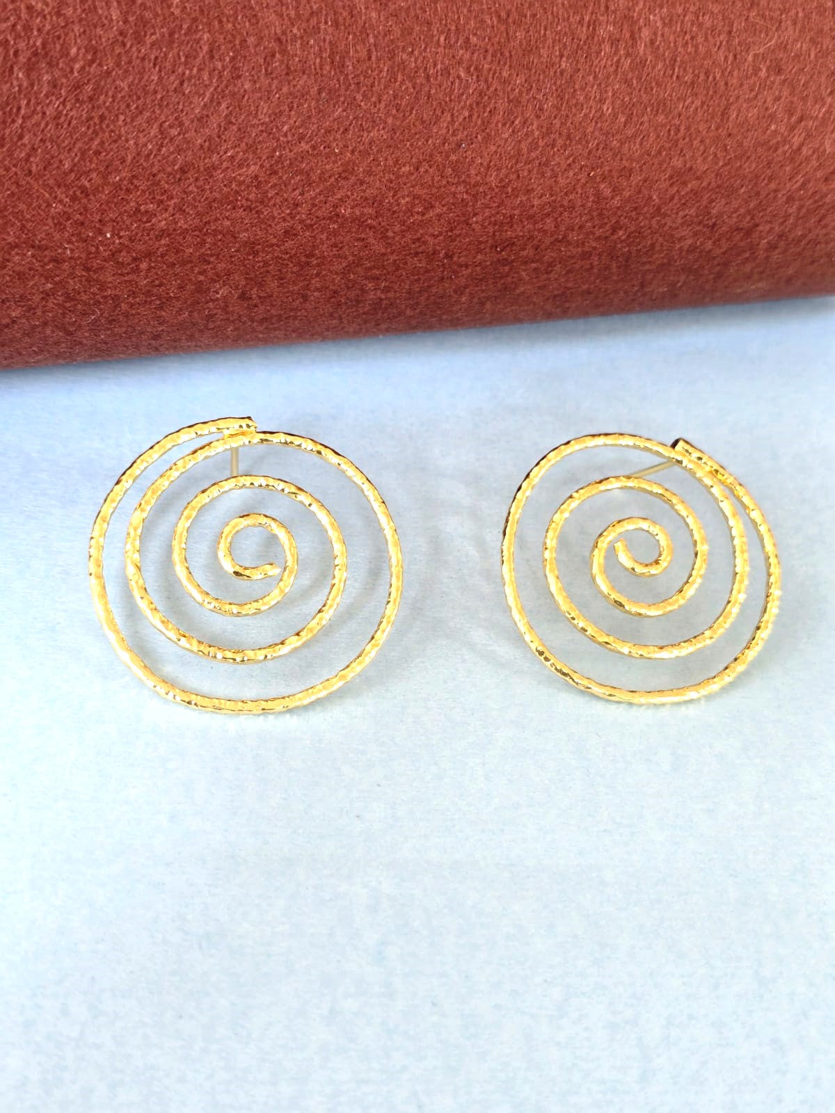 Golden Spiral Stud Earrings | Modern Minimal Earrings for Women – RavJyoti
