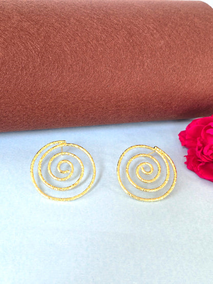 Golden Spiral Stud Earrings | Modern Minimal Earrings for Women – RavJyoti
