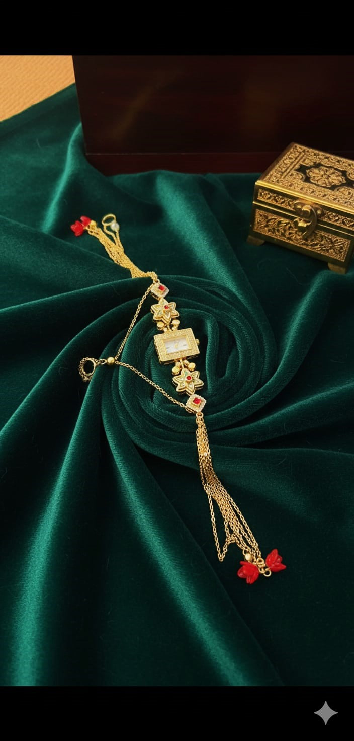 Handcrafted Square Dial Bridal Jewellery Watch for Women