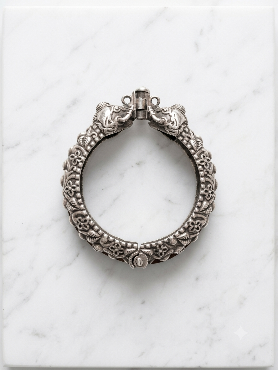 Handcrafted Traditional Oxidized Elephant Kada ( in pair)