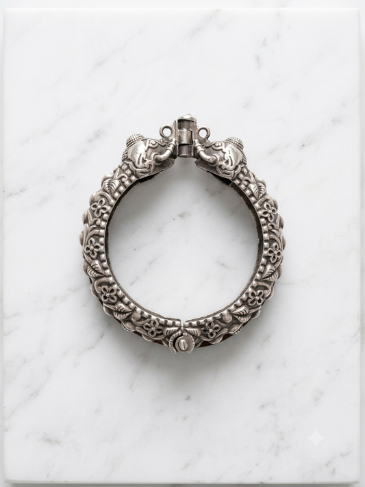 Handcrafted Traditional Oxidized Elephant Kada ( in pair)