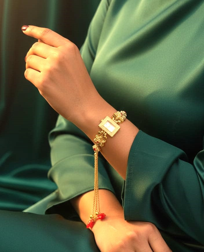 Handcrafted Square Dial Bridal Jewellery Watch for Women