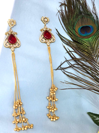 Kashmiri-inspired long drop earrings