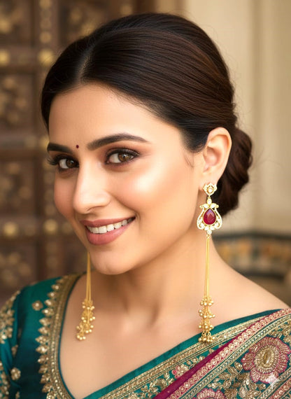 Kashmiri-inspired long drop earrings