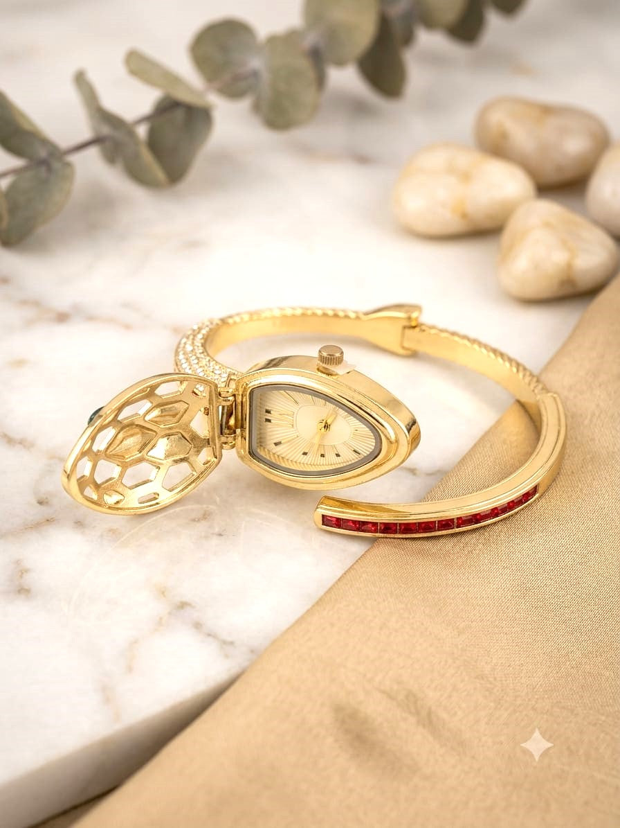 Luxury Gold-Tone Oval Bracelet Watch