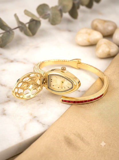 Luxury Gold-Tone Oval Bracelet Watch