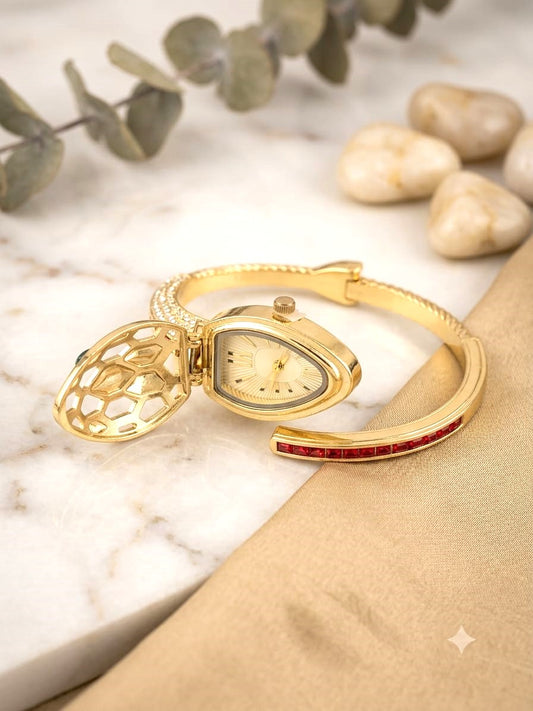 Luxury Gold-Tone Oval Bracelet Watch