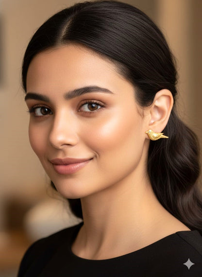 Minimal Gold-Finish Brass Stud Earrings | Everyday Earrings for Women – RavJyoti
