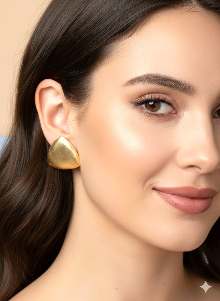 Minimal Gold-Finish Brass Stud Earrings | Everyday Statement Earrings for Women