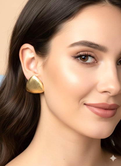 Minimal Gold-Finish Brass Stud Earrings | Everyday Statement Earrings for Women