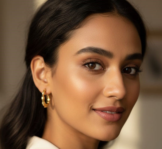 Minimal Gold-Toned Brass Hoop Earrings for Women