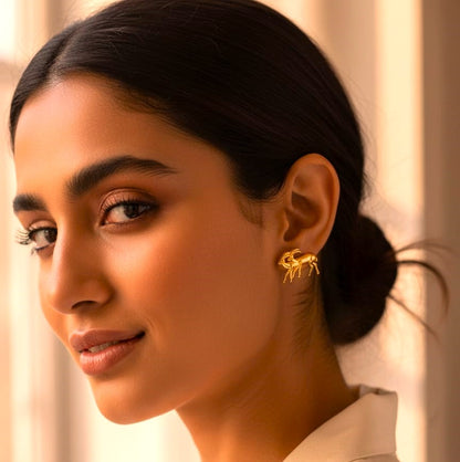 Minimal Gold Ant Stud Earrings for Women | Unique Brass Daily Wear Earrings
