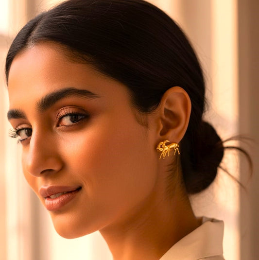 Minimal Gold Ant Stud Earrings for Women | Unique Brass Daily Wear Earrings