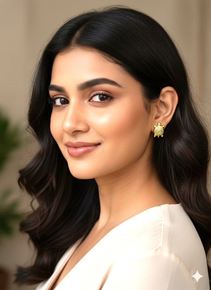 Minimal Gold Turtle Stud Earrings for Women | Brass Kachhua Daily Wear Earrings