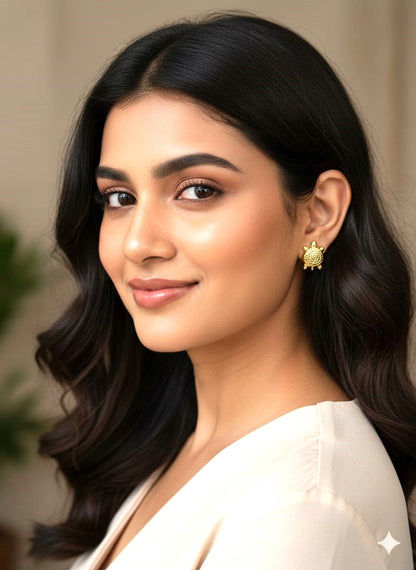 Minimal Gold Turtle Stud Earrings for Women | Brass Kachhua Daily Wear Earrings