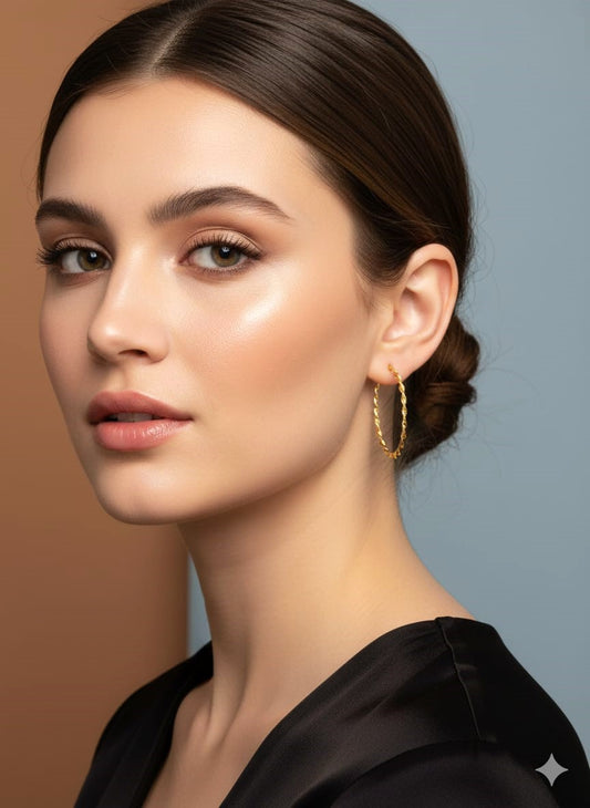 Minimal Twisted Gold Stud Earrings in Brass,  Elegant Everyday Studs for Women