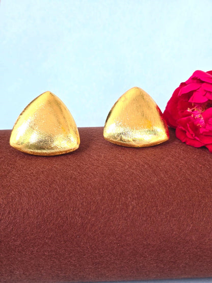 Minimal Gold-Finish Brass Stud Earrings | Everyday Statement Earrings for Women