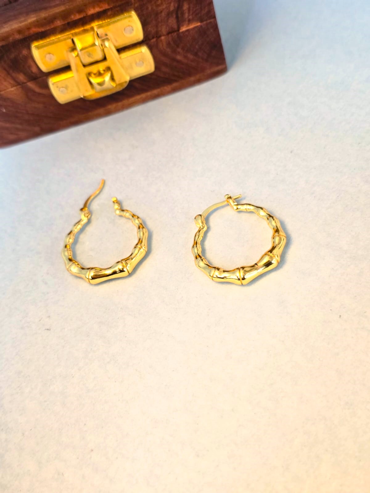 Minimal Gold-Toned Brass Hoop Earrings for Women