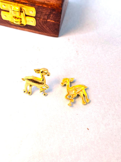 Minimal Gold Deer Stud Earrings for Women | Brass Hirni Inspired Daily Wear Earrings