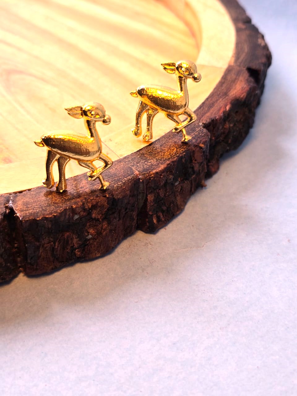 Minimal Gold Deer Stud Earrings for Women | Brass Hirni Inspired Daily Wear Earrings