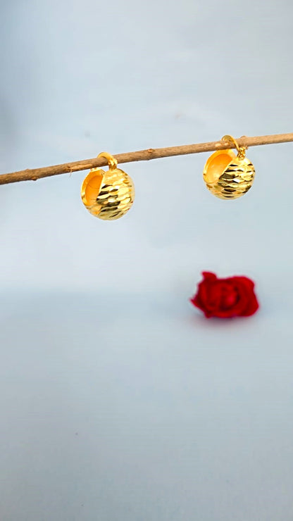 Minimal Gold Finish Textured Hoop Earrings for Women