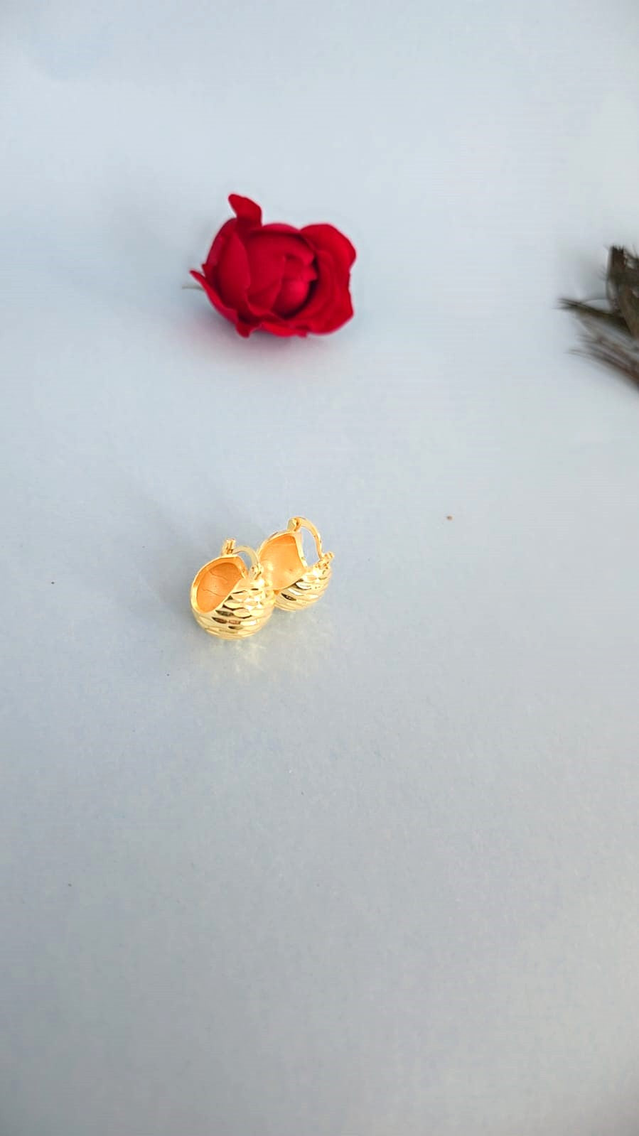 Minimal Gold Finish Textured Hoop Earrings for Women
