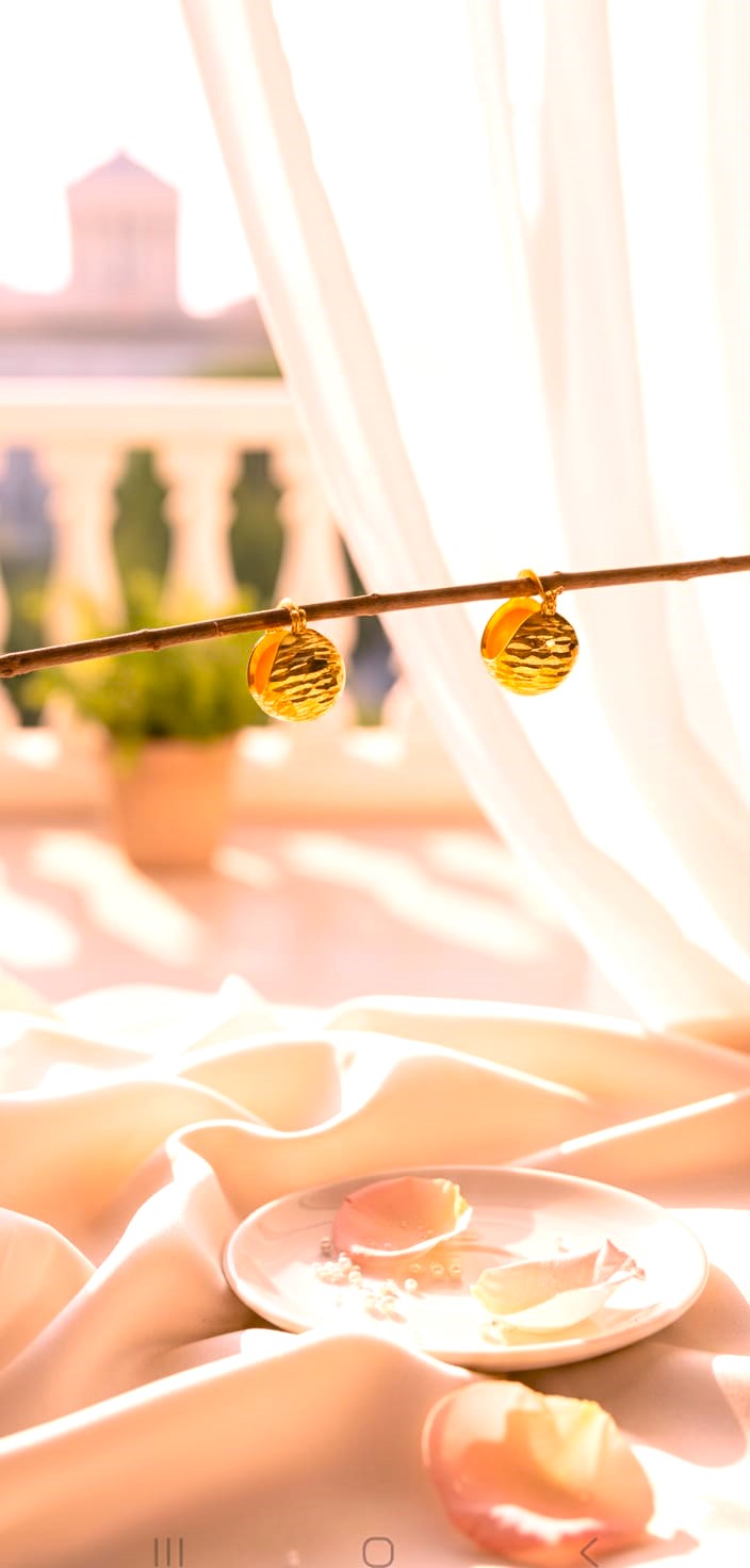 Minimal Gold Finish Textured Hoop Earrings for Women