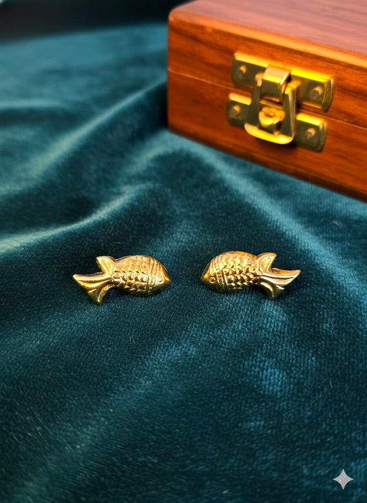 Minimal Gold Fish Stud Earrings for Women | Lightweight Brass Daily Wear Earrings