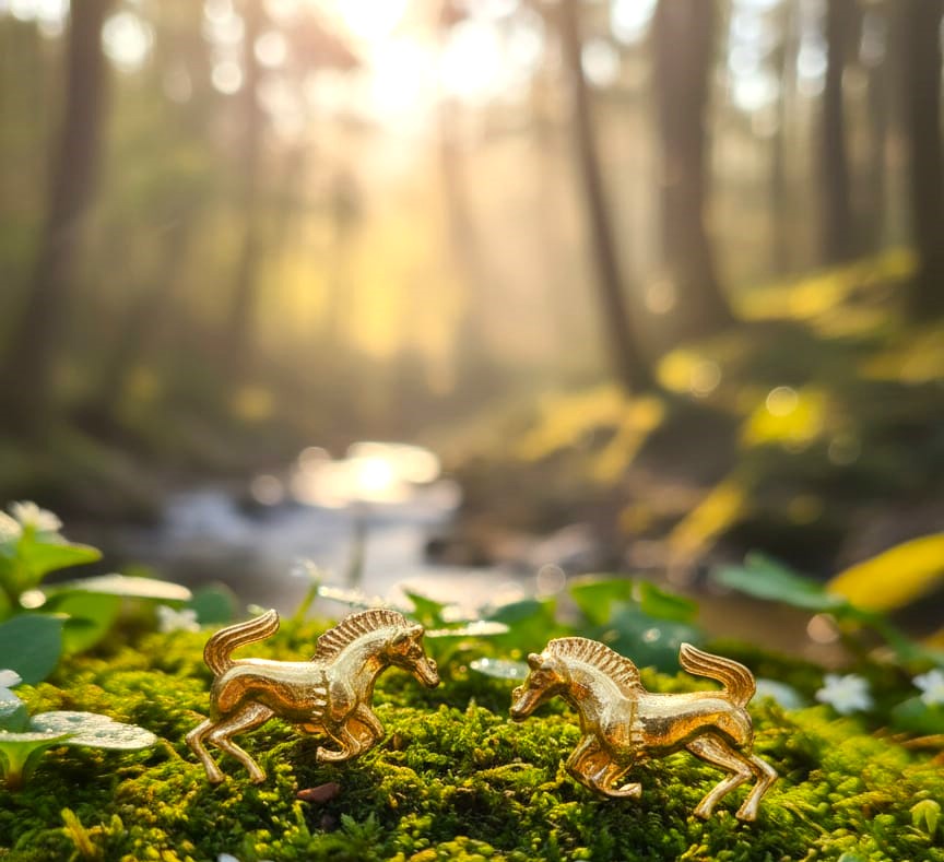Minimal Gold Horse Stud Earrings for Women | Brass Equestrian Daily Wear Earrings