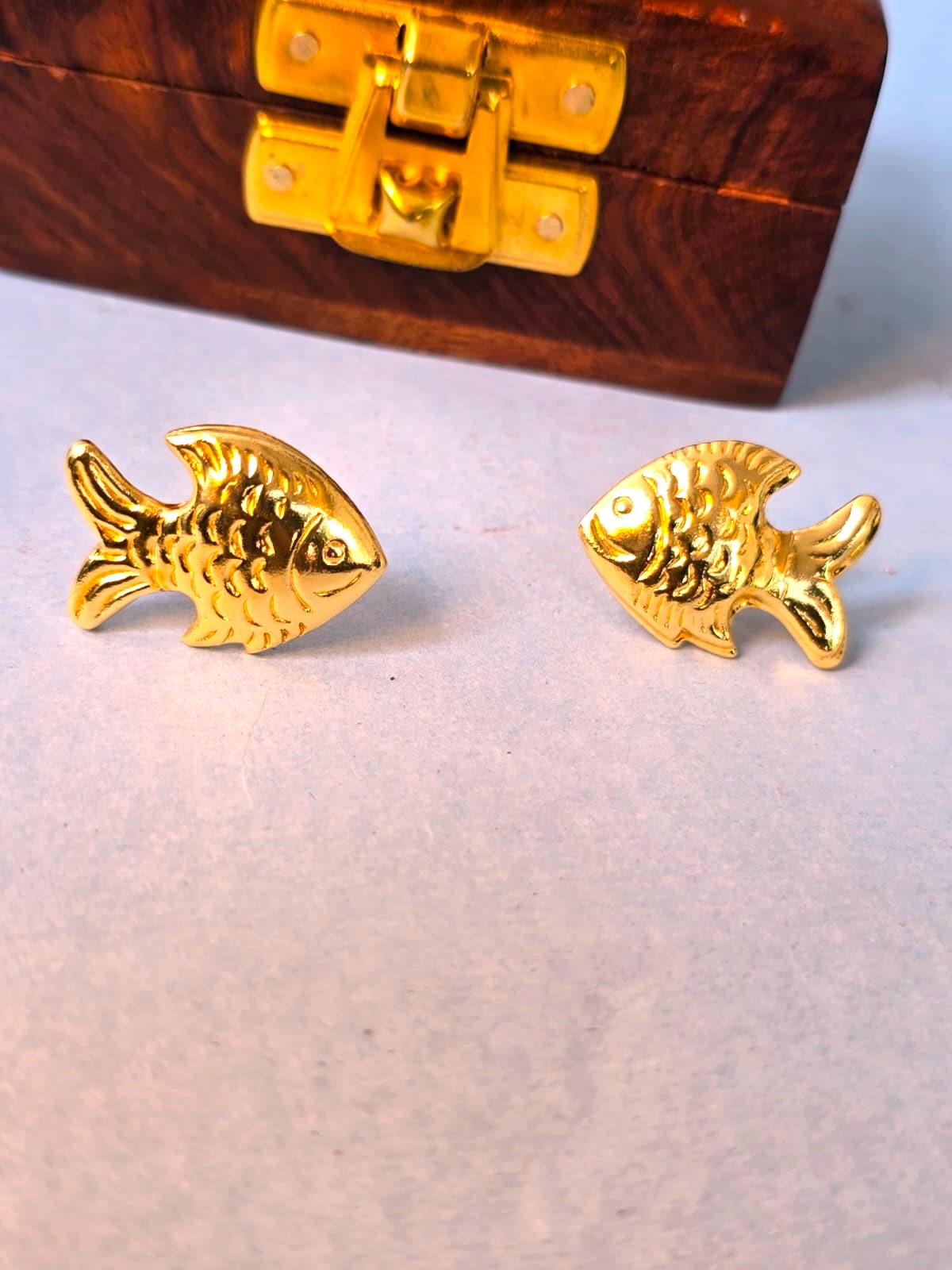 Minimal Gold Shell Stud Earrings for Women | Elegant Brass Fish-Scale Daily Wear Earrings