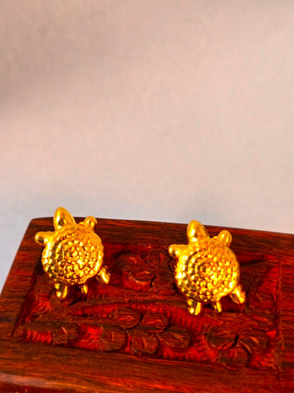 Minimal Gold Turtle Stud Earrings for Women | Brass Kachhua Daily Wear Earrings