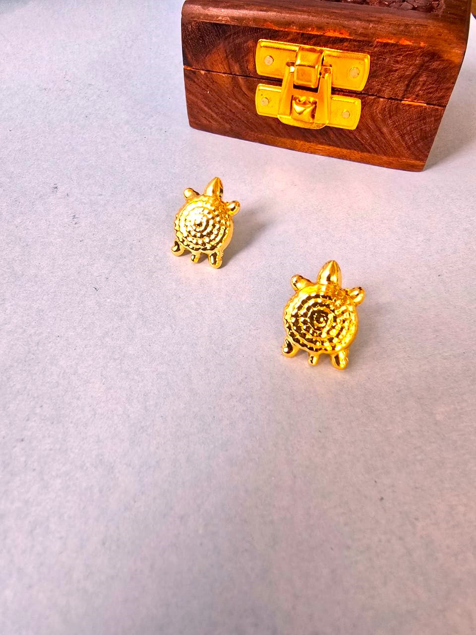 Minimal Gold Turtle Stud Earrings for Women | Brass Kachhua Daily Wear Earrings
