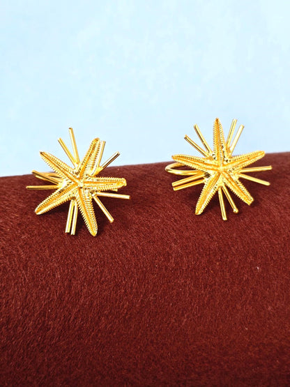Golden  Stud Earrings | Minimal Statement Earrings for Women- RAVJYOTI