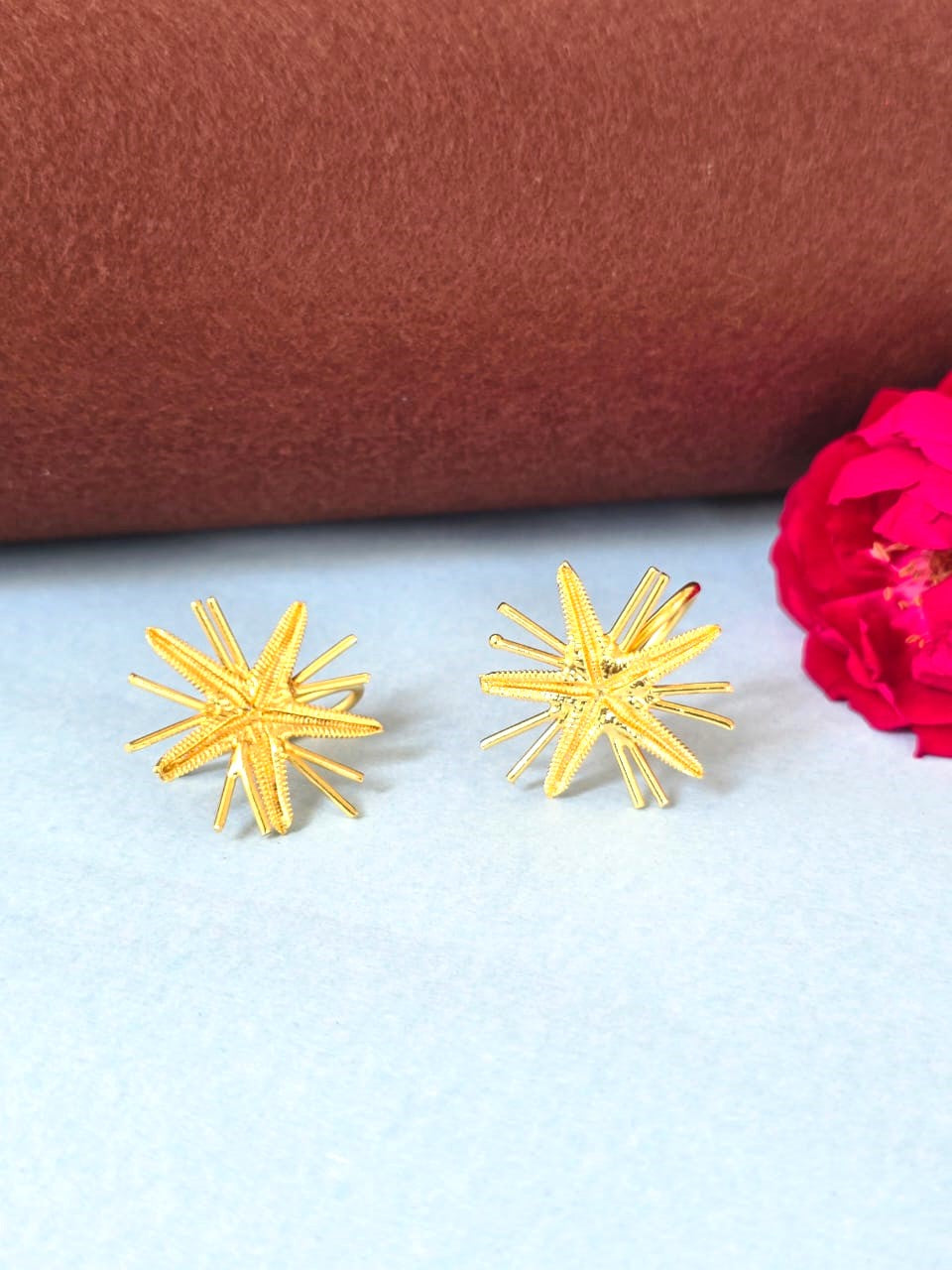 Golden  Stud Earrings | Minimal Statement Earrings for Women- RAVJYOTI