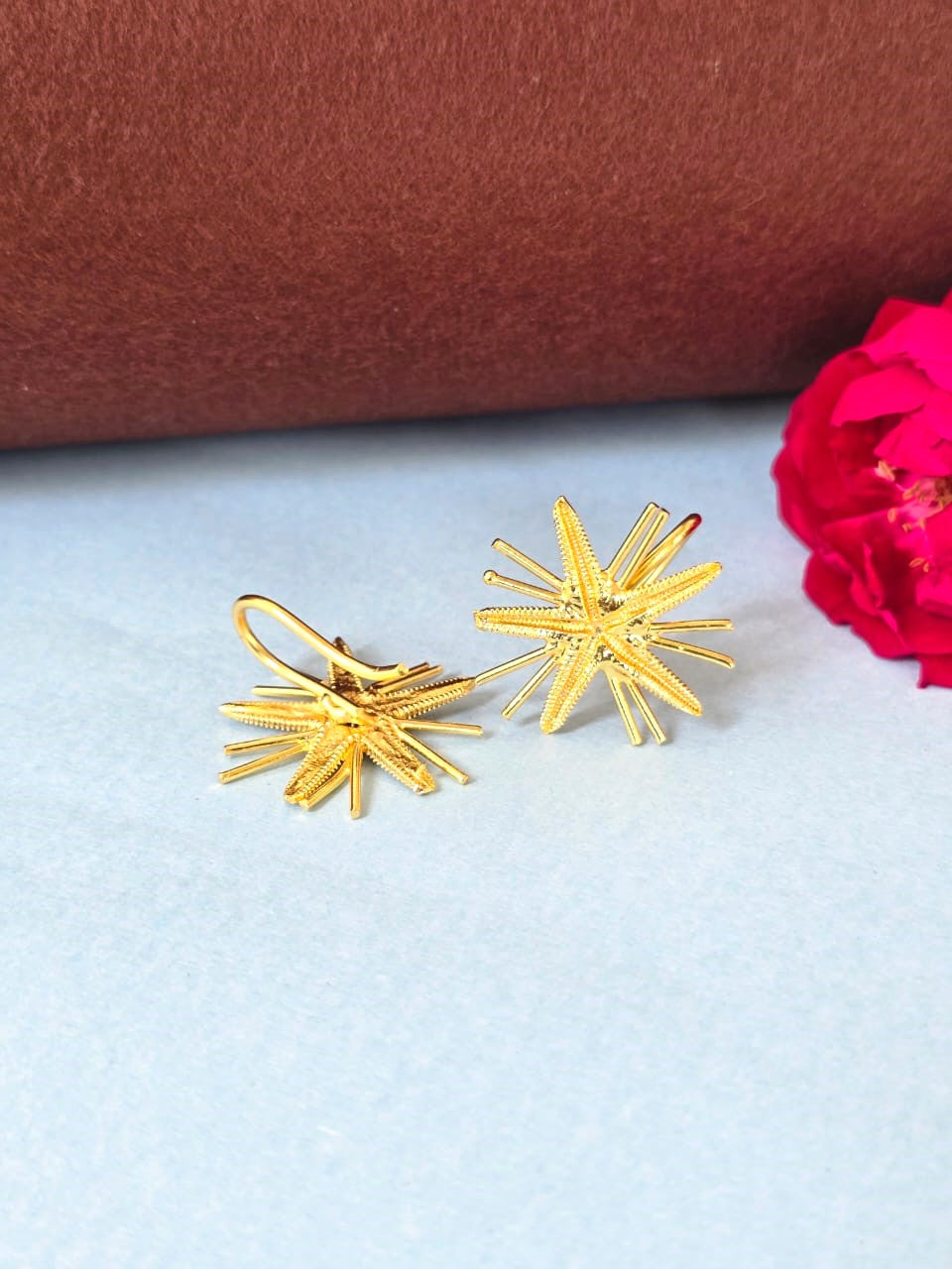 Golden  Stud Earrings | Minimal Statement Earrings for Women- RAVJYOTI