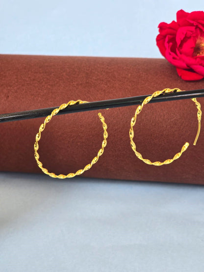 Minimal Twisted Gold Stud Earrings in Brass,  Elegant Everyday Studs for Women